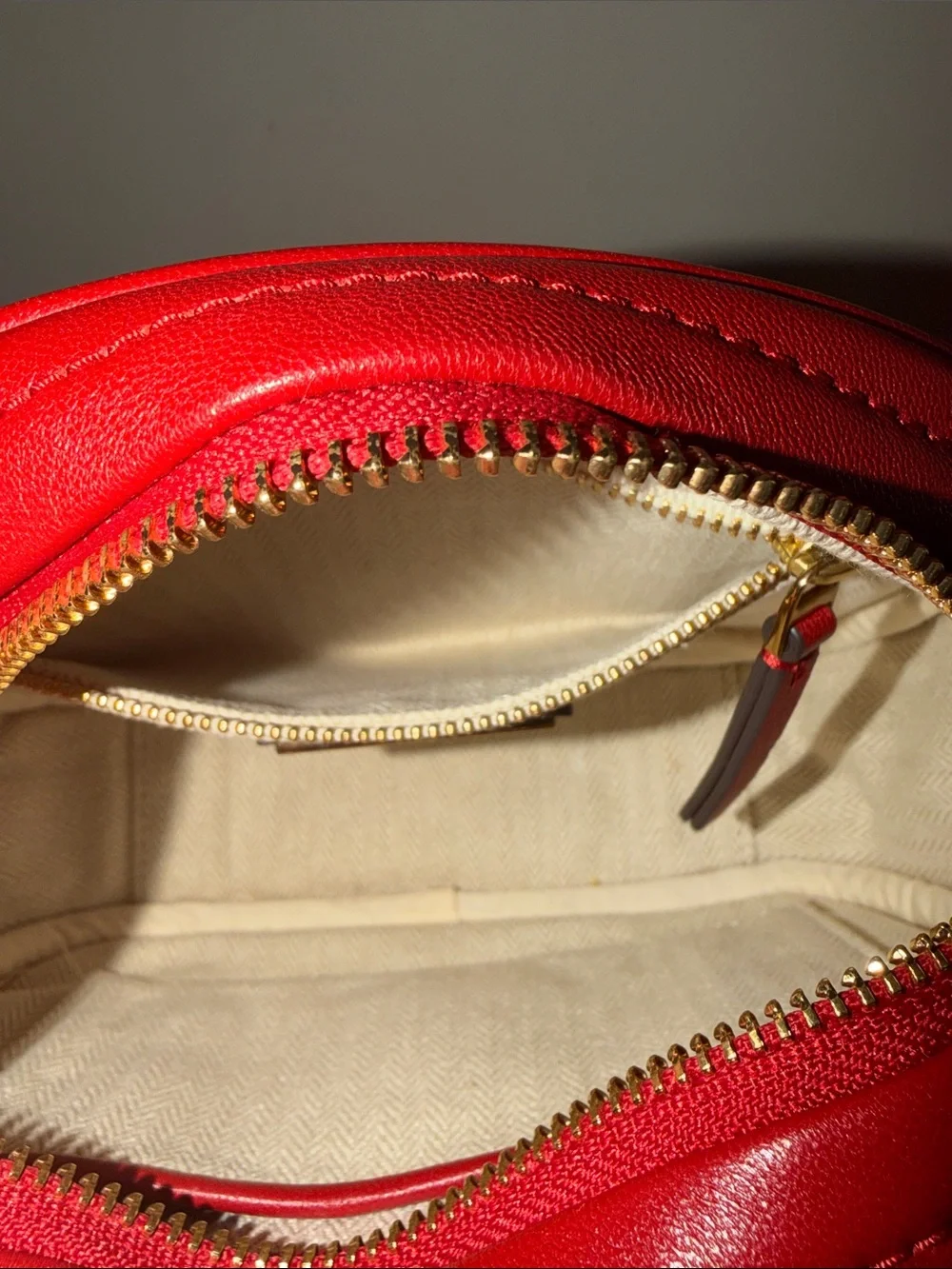 ‼️Tory Burch Kira Chevron Red Leather Camera Crossbody Bag